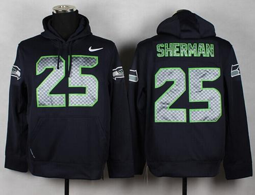 Seattle Seahawks #25 Richard Sherman Steel Blue Pullover NFL Hoodie