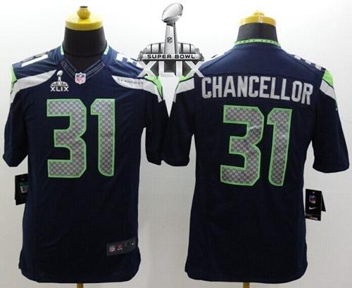  Seahawks #31 Kam Chancellor Steel Blue Team Color Super Bowl XLIX Men's Stitched NFL Limited Jersey