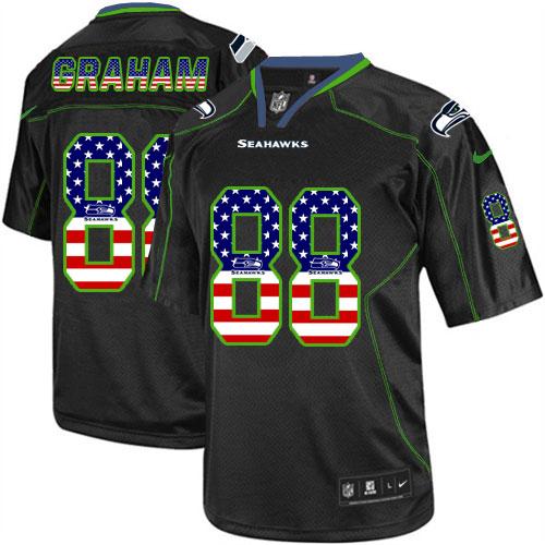  Seahawks #88 Jimmy Graham Black Men's Stitched NFL Elite USA Flag Fashion Jersey