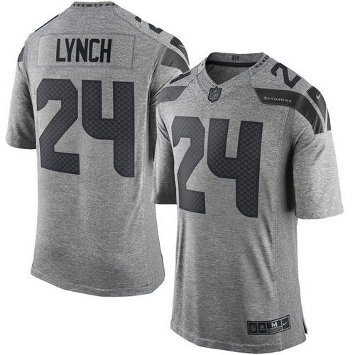  Seahawks #24 Marshawn Lynch Gray Men's Stitched NFL Limited Gridiron Gray Jersey