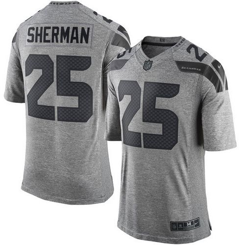  Seahawks #25 Richard Sherman Gray Men's Stitched NFL Limited Gridiron Gray Jersey