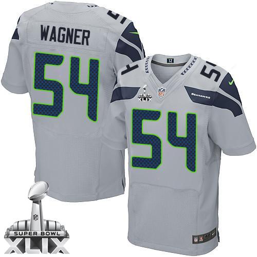  Seahawks #54 Bobby Wagner Grey Alternate Super Bowl XLIX Men's Stitched NFL Elite Jersey