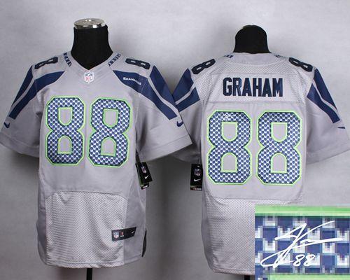  Seahawks #88 Jimmy Graham Grey Alternate Men's Stitched NFL Elite Autographed Jersey