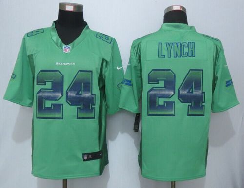  Seahawks #24 Marshawn Lynch Green Alternate Men's Stitched NFL Limited Strobe Jersey
