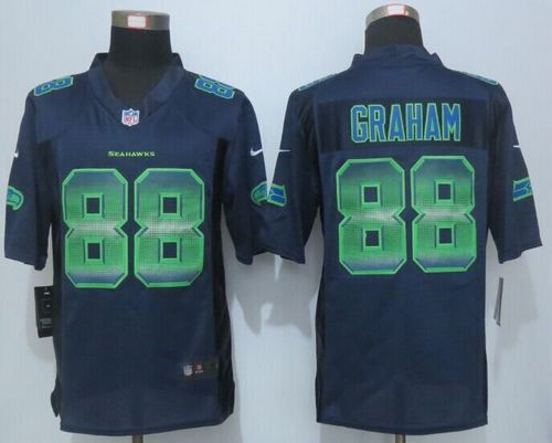 المزلقات الطبيعية Nike Seahawks #88 Jimmy Graham Steel Blue Team Color Men's Stitched NFL Limited Strobe Jersey المزلقات الطبيعية