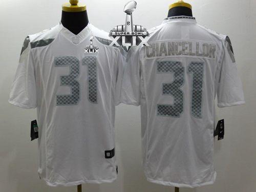  Seahawks #31 Kam Chancellor White Super Bowl XLIX Men's Stitched NFL Limited Platinum Jersey