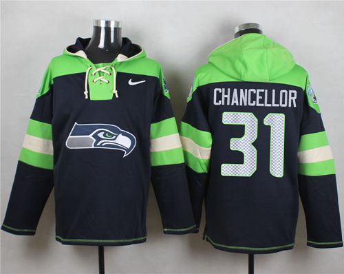  Seahawks #31 Kam Chancellor Steel Blue Player Pullover NFL Hoodie