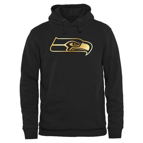 Men's Seattle Seahawks Pro Line Black Gold Collection Pullover Hoodie