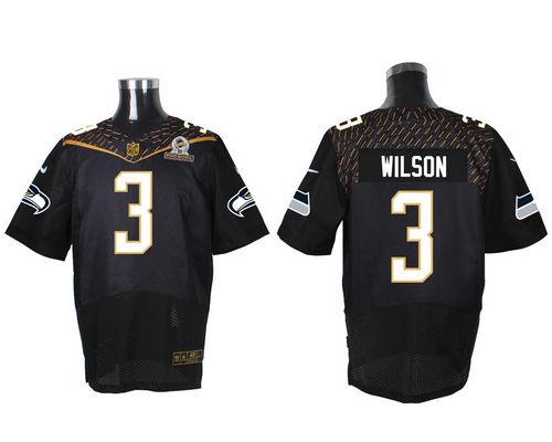  Seahawks #3 Russell Wilson Black 2016 Pro Bowl Men's Stitched NFL Elite Jersey