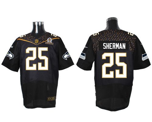  Seahawks #25 Richard Sherman Black 2016 Pro Bowl Men's Stitched NFL Elite Jersey