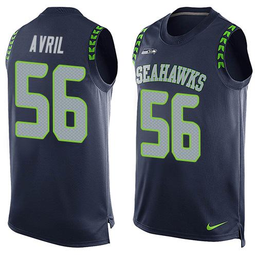  Seahawks #56 Cliff Avril Steel Blue Team Color Men's Stitched NFL Limited Tank Top Jersey