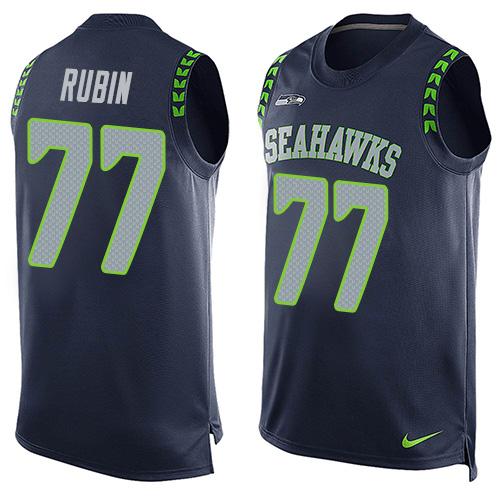  Seahawks #77 Ahtyba Rubin Steel Blue Team Color Men's Stitched NFL Limited Tank Top Jersey
