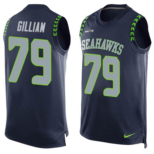  Seahawks #79 Garry Gilliam Steel Blue Team Color Men's Stitched NFL Limited Tank Top Jersey
