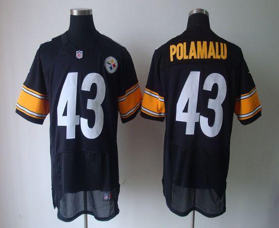  Steelers #43 Troy Polamalu Black Team Color Men's Stitched NFL Elite Jersey