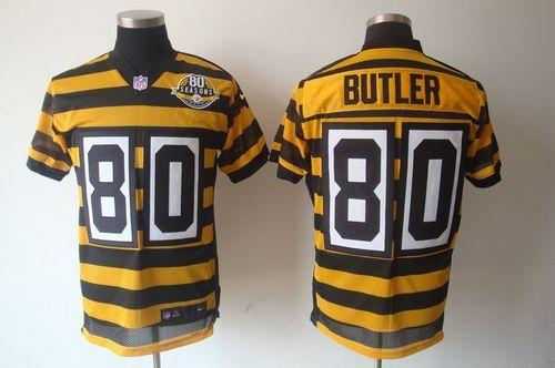  Steelers #80 Jack Butler Yellow/Black 80TH Anniversary Throwback Men's Stitched NFL Elite Jersey