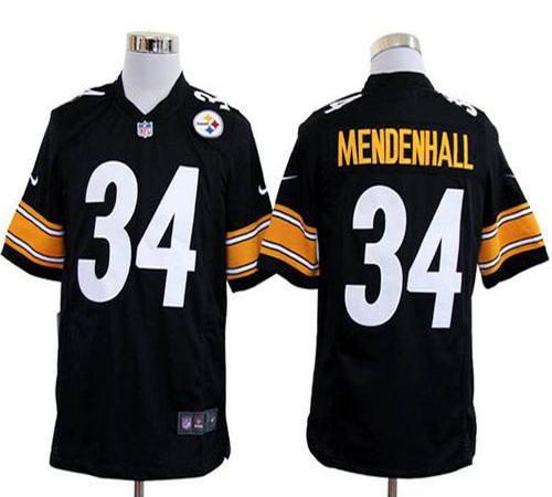  Steelers #34 Rashard Mendenhall Black Team Color Men's Stitched NFL Game Jersey