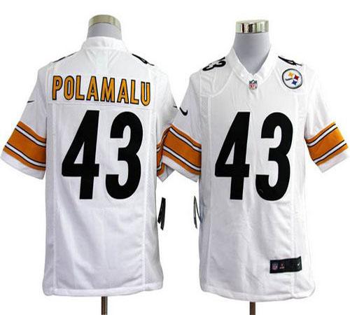  Steelers #43 Troy Polamalu White Men's Stitched NFL Game Jersey