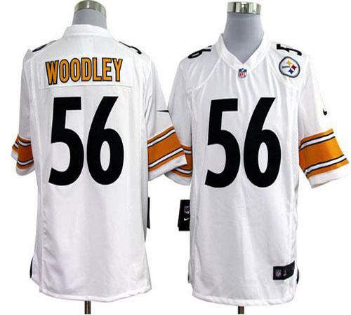  Steelers #56 LaMarr Woodley White Men's Stitched NFL Game Jersey