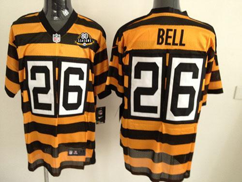  Steelers #26 Le'Veon Bell Yellow/Black Alternate 80TH Throwback Men's Stitched NFL Elite Jersey