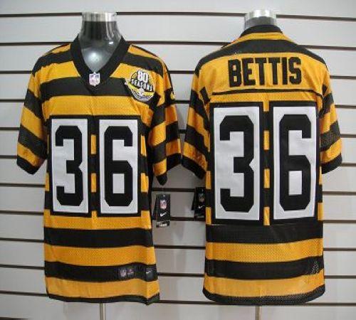  Steelers #36 Jerome Bettis Yellow/Black Alternate 80TH Throwback Men's Stitched NFL Elite Jersey