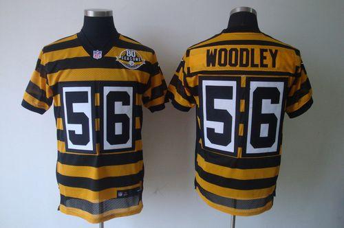  Steelers #56 LaMarr Woodley Yellow/Black Alternate 80TH Throwback Men's Stitched NFL Elite Jersey