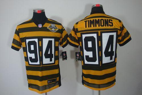  Steelers #94 Lawrence Timmons Yellow/Black Alternate 80TH Throwback Men's Stitched NFL Elite Jersey
