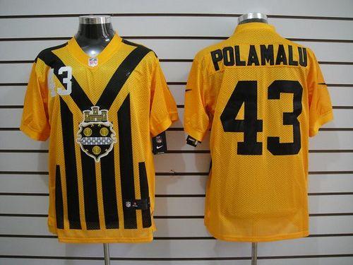  Steelers #43 Troy Polamalu Gold 1933s Throwback Men's Stitched NFL Elite Jersey