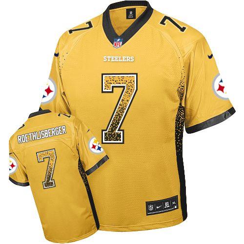  Steelers #7 Ben Roethlisberger Gold Men's Stitched NFL Elite Drift Fashion Jersey