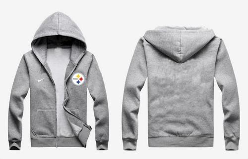 Pittsburgh Steelers Authentic Logo Hoodie Grey