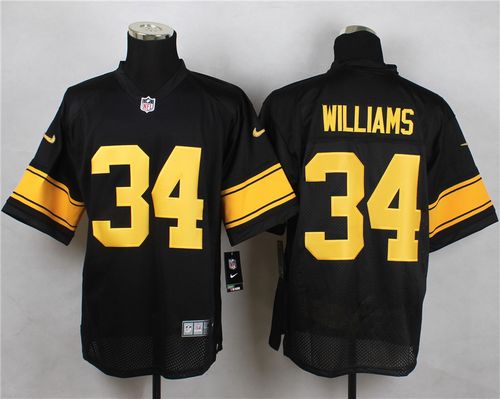  Steelers #34 DeAngelo Williams Black(Gold No.) Men's Stitched NFL Elite Jersey
