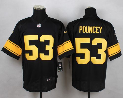  Steelers #53 Maurkice Pouncey Black(Gold No.) Men's Stitched NFL Elite Jersey