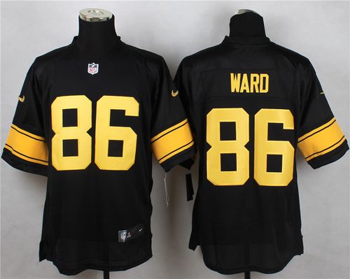  Steelers #86 Hines Ward Black(Gold No.) Men's Stitched NFL Elite Jersey