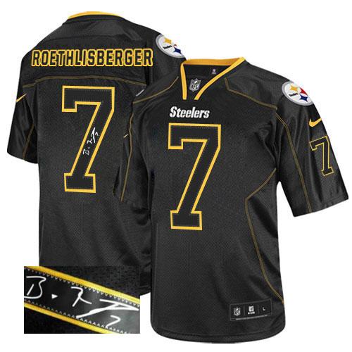  Steelers #7 Ben Roethlisberger Lights Out Black Men's Stitched NFL Elite Autographed Jersey