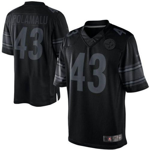  Steelers #43 Troy Polamalu Black Men's Stitched NFL Drenched Limited Jersey