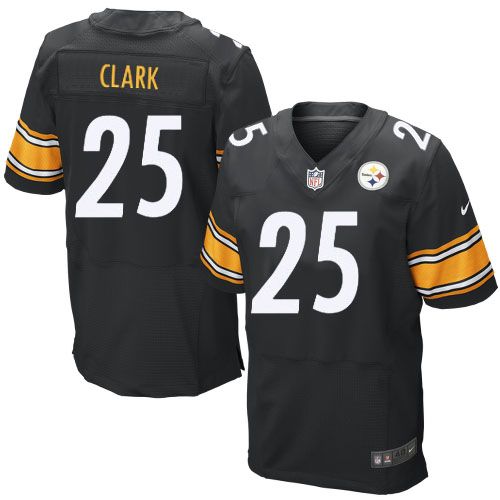  Steelers #25 Ryan Clark Black Team Color Men's Stitched NFL Elite Jersey