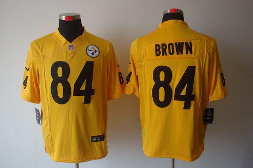  Steelers #84 Antonio Brown Gold Men's Stitched NFL Game Jersey