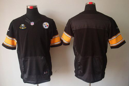  Steelers Blank Black Team Color With 80TH Patch Men's Stitched NFL Elite Jersey
