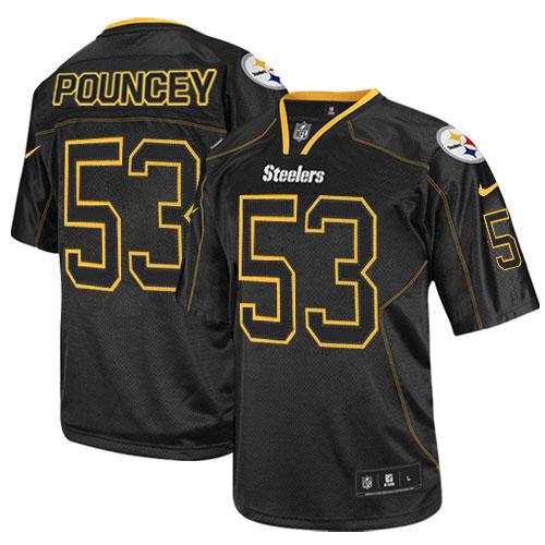  Steelers #53 Maurkice Pouncey Lights Out Black Men's Stitched NFL Elite Jersey