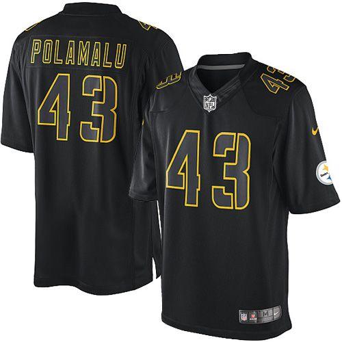  Steelers #43 Troy Polamalu Black Men's Stitched NFL Impact Limited Jersey