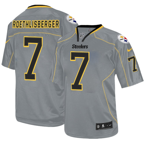 Steelers #7 Ben Roethlisberger Lights Out Grey Men's Stitched NFL Elite Jersey
