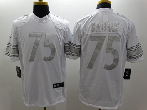  Steelers #75 Joe Greene White Men's Stitched NFL Limited Platinum Jersey