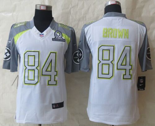  Steelers #84 Antonio Brown White Pro Bowl Men's Stitched NFL Elite Team Carter Jersey