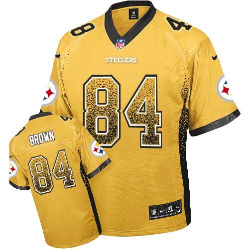  Steelers #84 Antonio Brown Gold Men's Stitched NFL Elite Drift Fashion Jersey