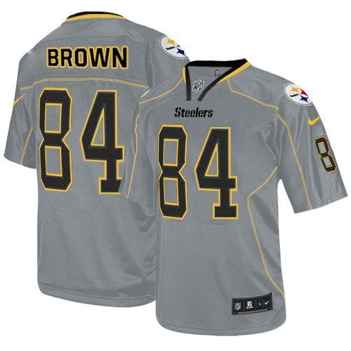  Steelers #84 Antonio Brown Lights Out Grey Men's Stitched NFL Elite Jersey