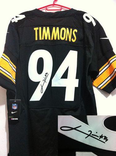  Steelers #94 Lawrence Timmons Black Team Color Men's Stitched NFL Elite Autographed Jersey