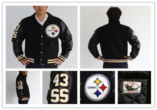 Mitchell And Ness NFL Pittsburgh Steelers #43 Troy Polamalu Authentic Wool Jacket