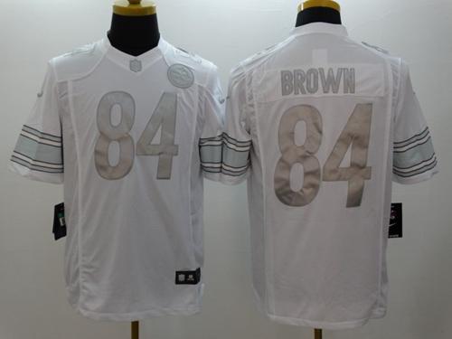  Steelers #84 Antonio Brown White Men's Stitched NFL Limited Platinum Jersey