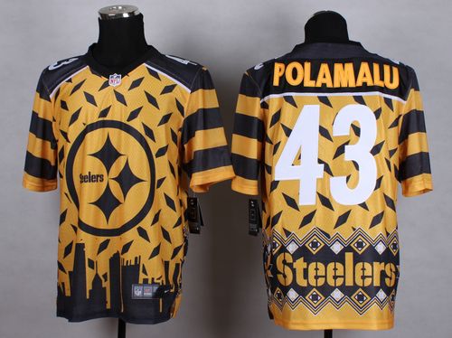  Steelers #43 Troy Polamalu Gold Men's Stitched NFL Elite Noble Fashion Jersey