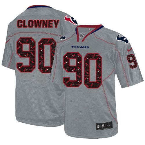  Texans #90 Jadeveon Clowney New Lights Out Grey Men's Stitched NFL Elite Jersey