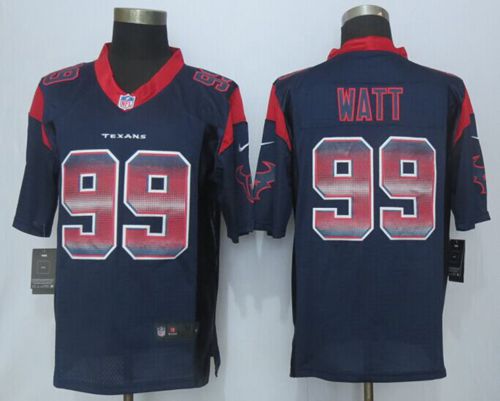  Texans #99 J.J. Watt Navy Blue Team Color Men's Stitched NFL Limited Strobe Jersey